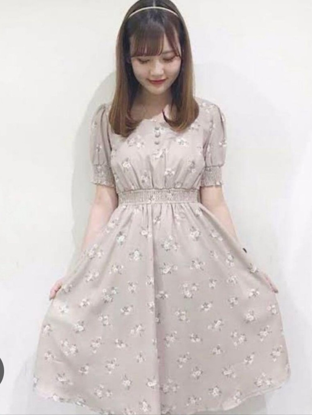 Evelyn short sleeve puff midi floral one piece dress